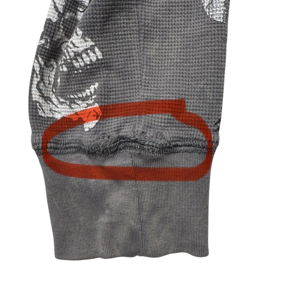 Vintage Y2K Harley Davidson Sz XL Tribal Rose Thermal Waffle Knit Hoodie Bling - Picture 16 of 16